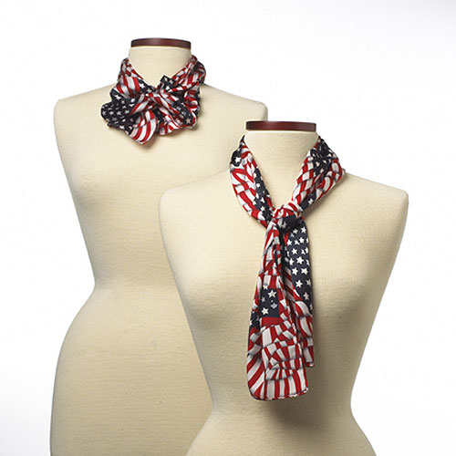 Wavy Flag Patriotic Silk Scarf - 8"x45" 1