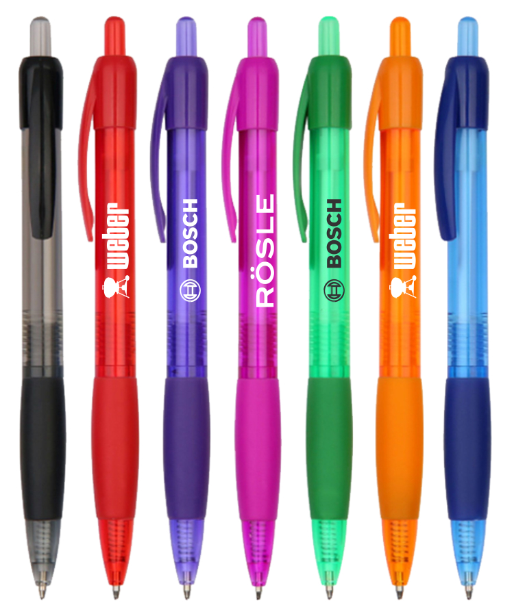 "Miami" Frosted Barrel Click Pen w/Rubber Grip 1