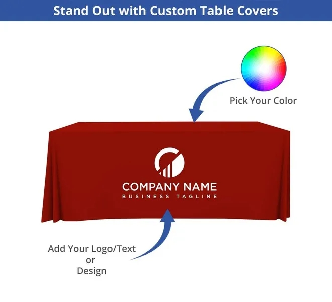 Premium Full Color Table Covers & Throws - 3 sided 6' x 2.5' 9