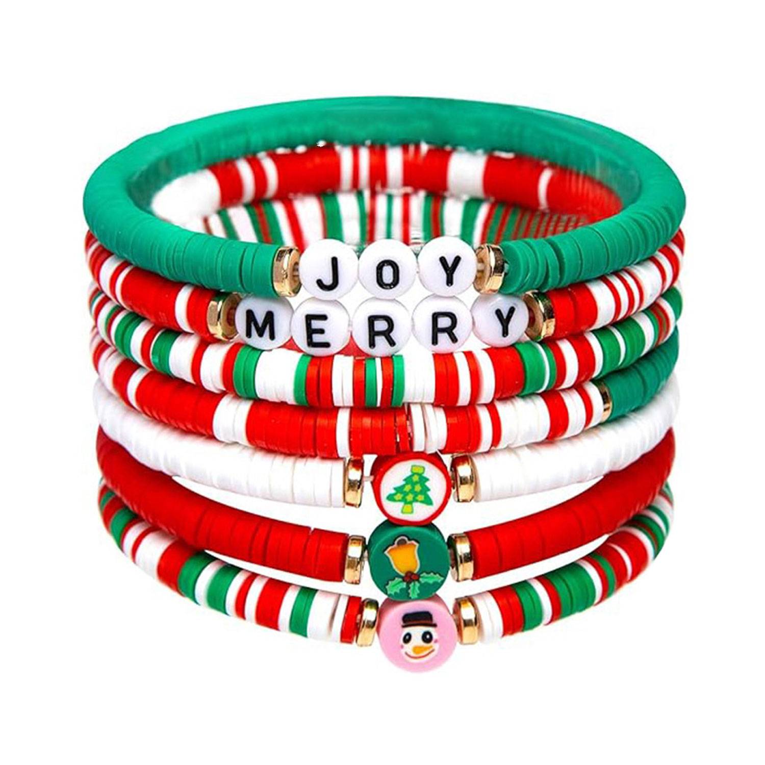 7 Pack Cute Xmas Bracelets for Women Teen Girls 7