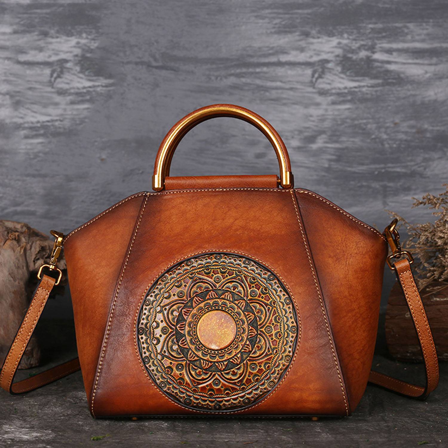 Genuine Leather retro style for girl tote bag 4