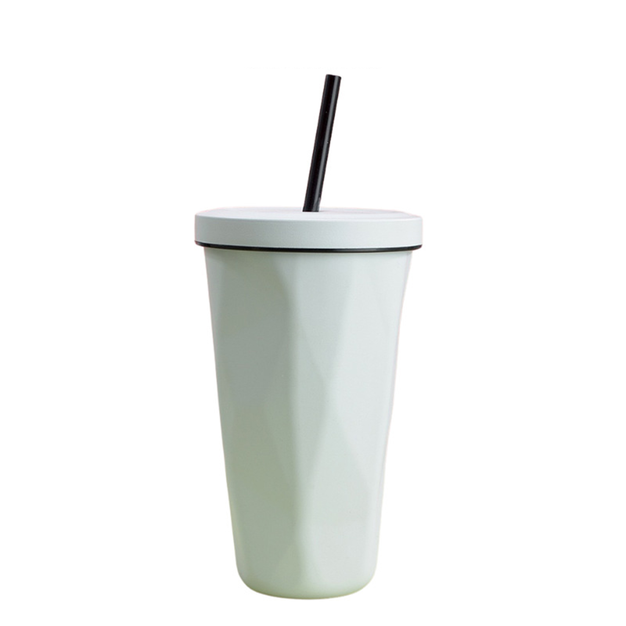16 Ounce Diamond Shape Travel Tumbler With Straw 2.75" x 7.1" 4