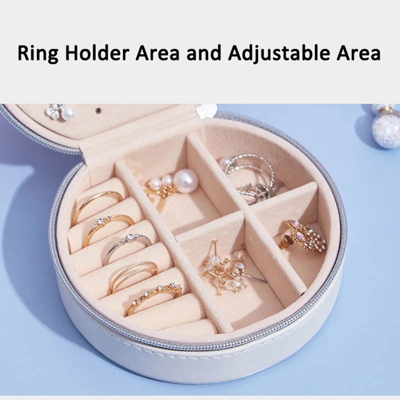 Custom PU Portable Travel Jewelry Organizer Box with Mirror 8