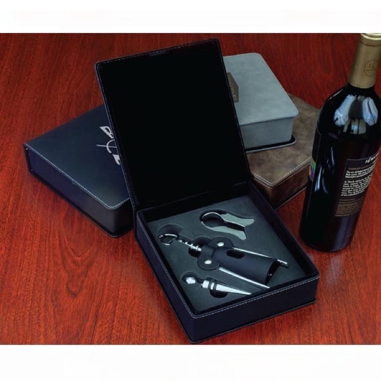 Leatherette Wine Tool Screw Lever Set 6