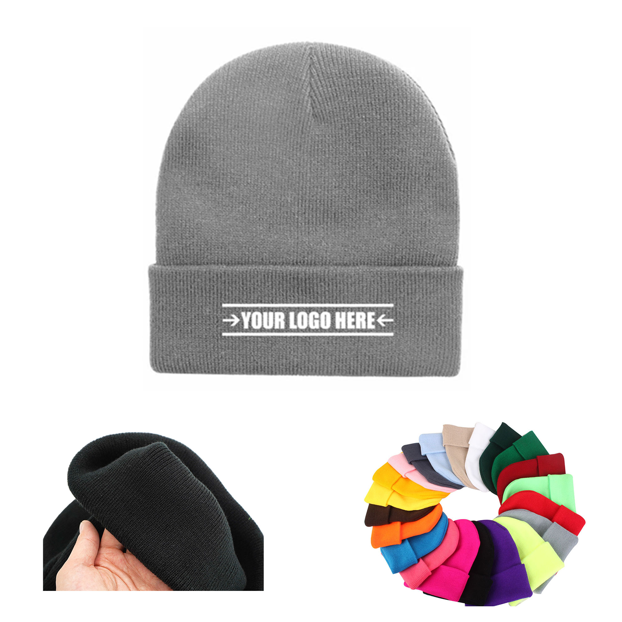Embroidered Knitted Beanie Acrylic Hat 2