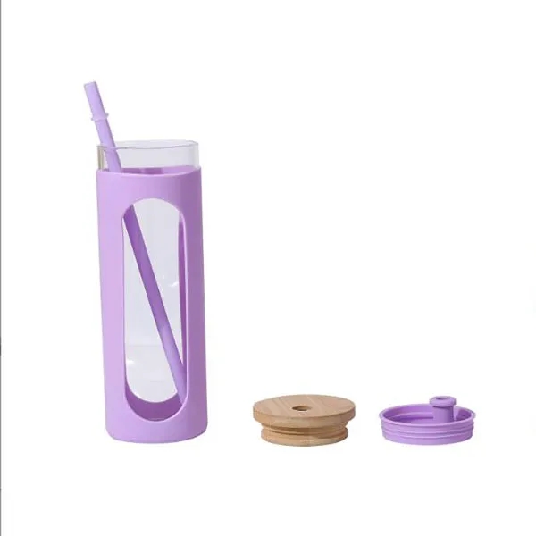 20 oz Glass Cup with Bamboo Lid 4