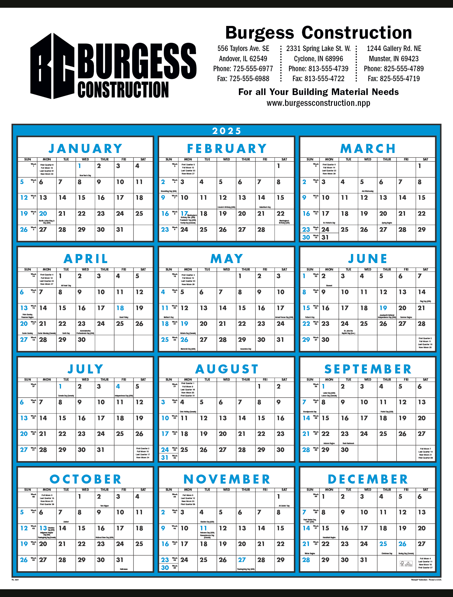 Triumph® Calendars Black & White Span-A-Year Non-Laminated Calendar 18