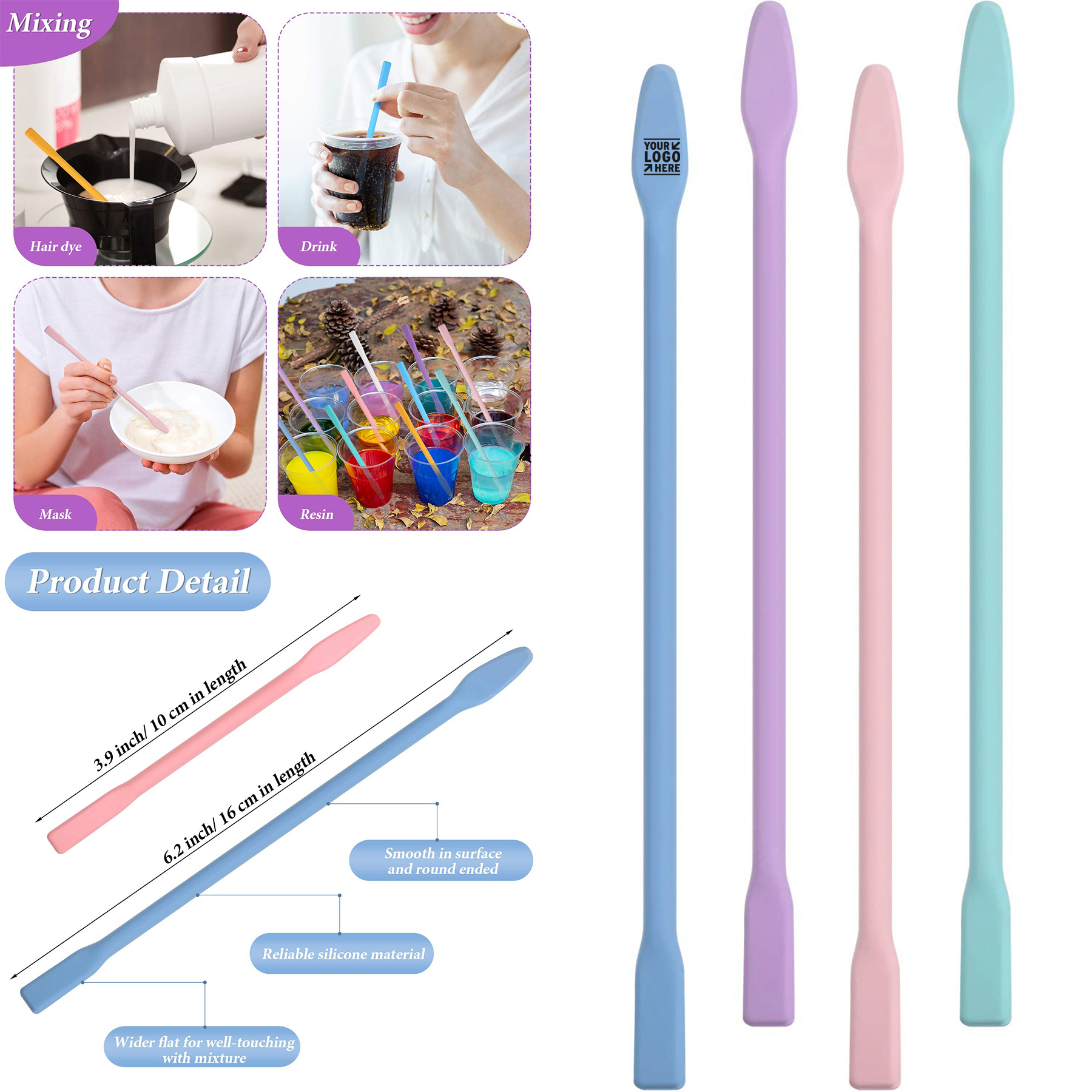 10 Pieces Silicone Stir Sticks 