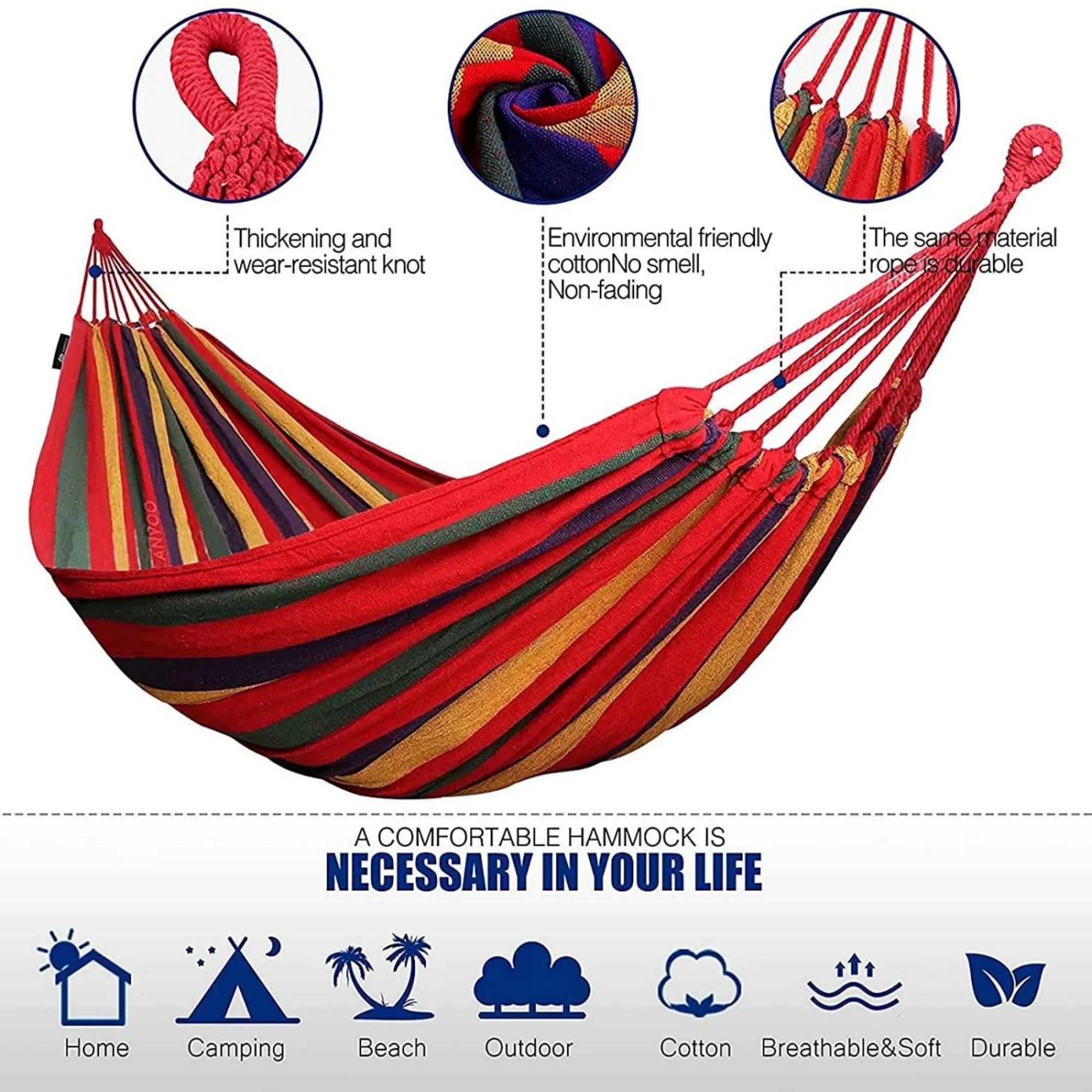 Outdoor Canvas Hammock With Carring Bag 4