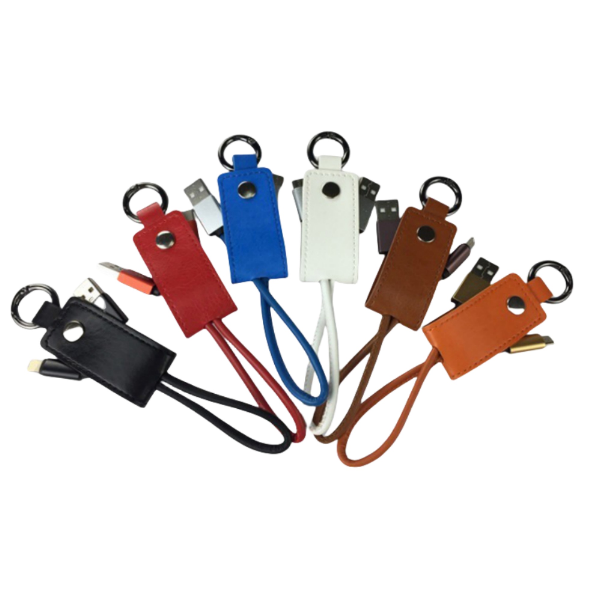 3-in-1 PU Leather Charging Cable with Keychain 14