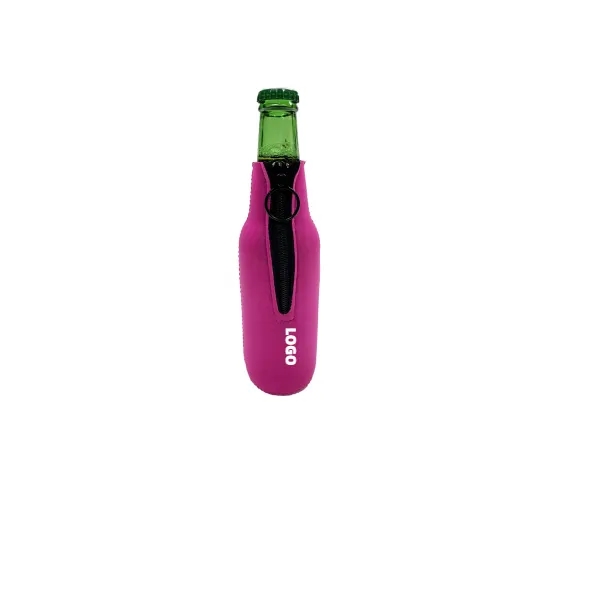 Customized Ring Zipper Collapsible Neoprene Bottle Cooler 6