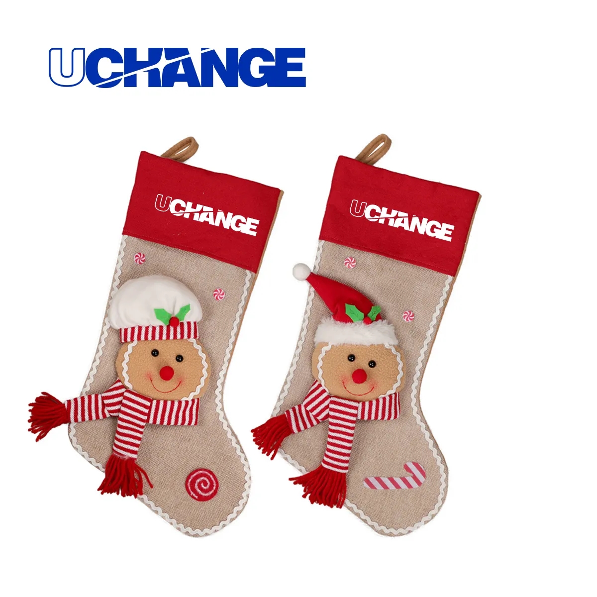 Gingerbread Applique Christmas Stocking 7