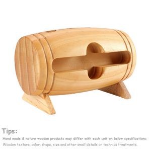 4 In 1 Wooden Barrel Wine Opener With Corkscrew Serrated Blade 17