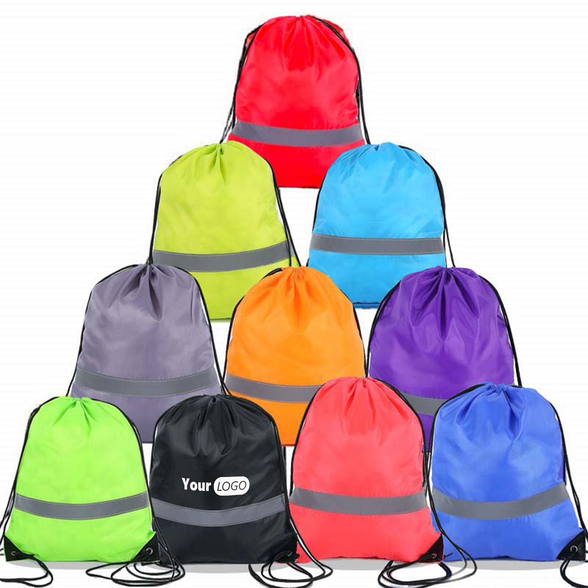 Polyester Lightweight Reflective Drawstring Bag For Active Living 2
