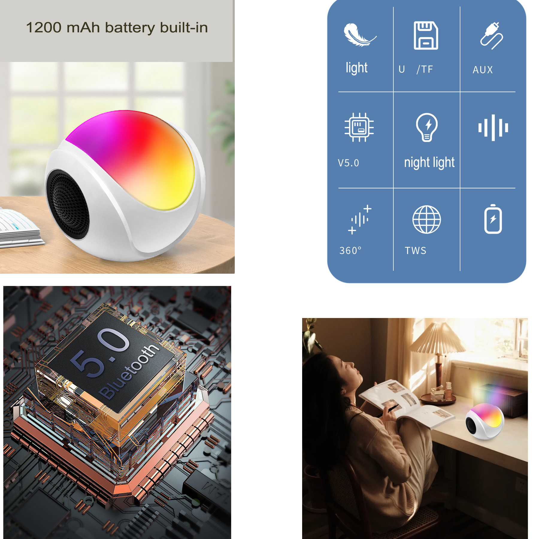 Portable Wireless Speaker with LED Light 3
