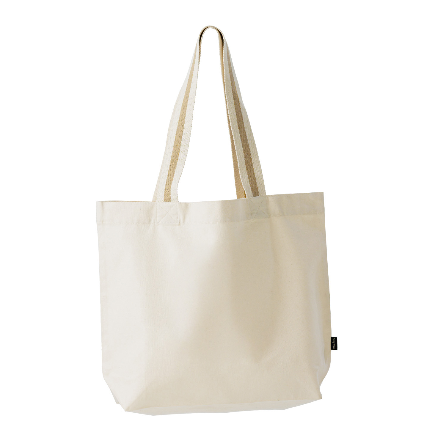 Deluxe Oversized Canvas Tote Bag with Striped Handles, custom tote bag with logo imprint 4