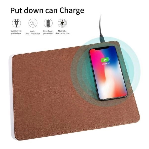 PU Leather Qi Wireless Charger Mouse Pad 3