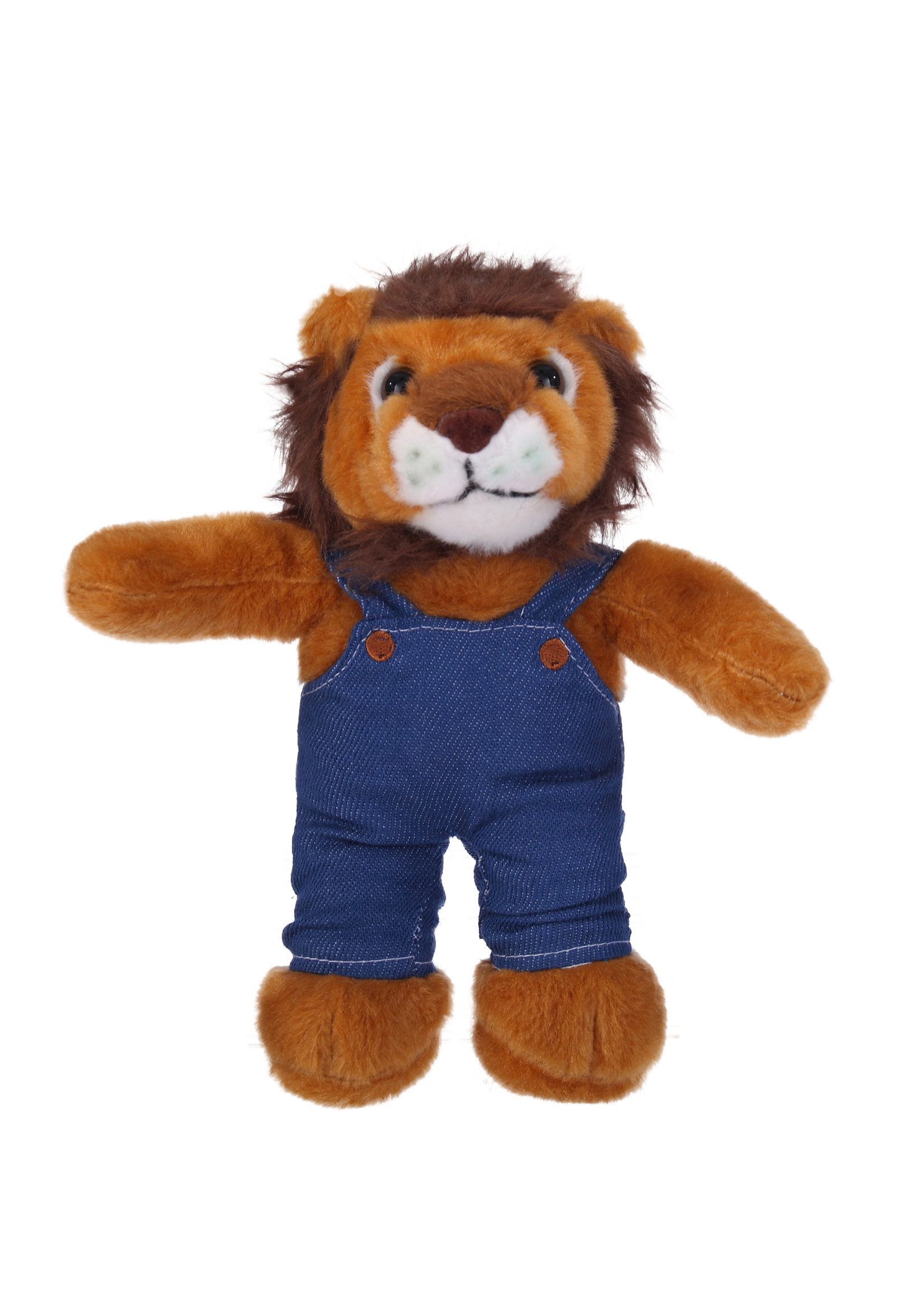 Soft Plush Stuffed Lion in denim overall.