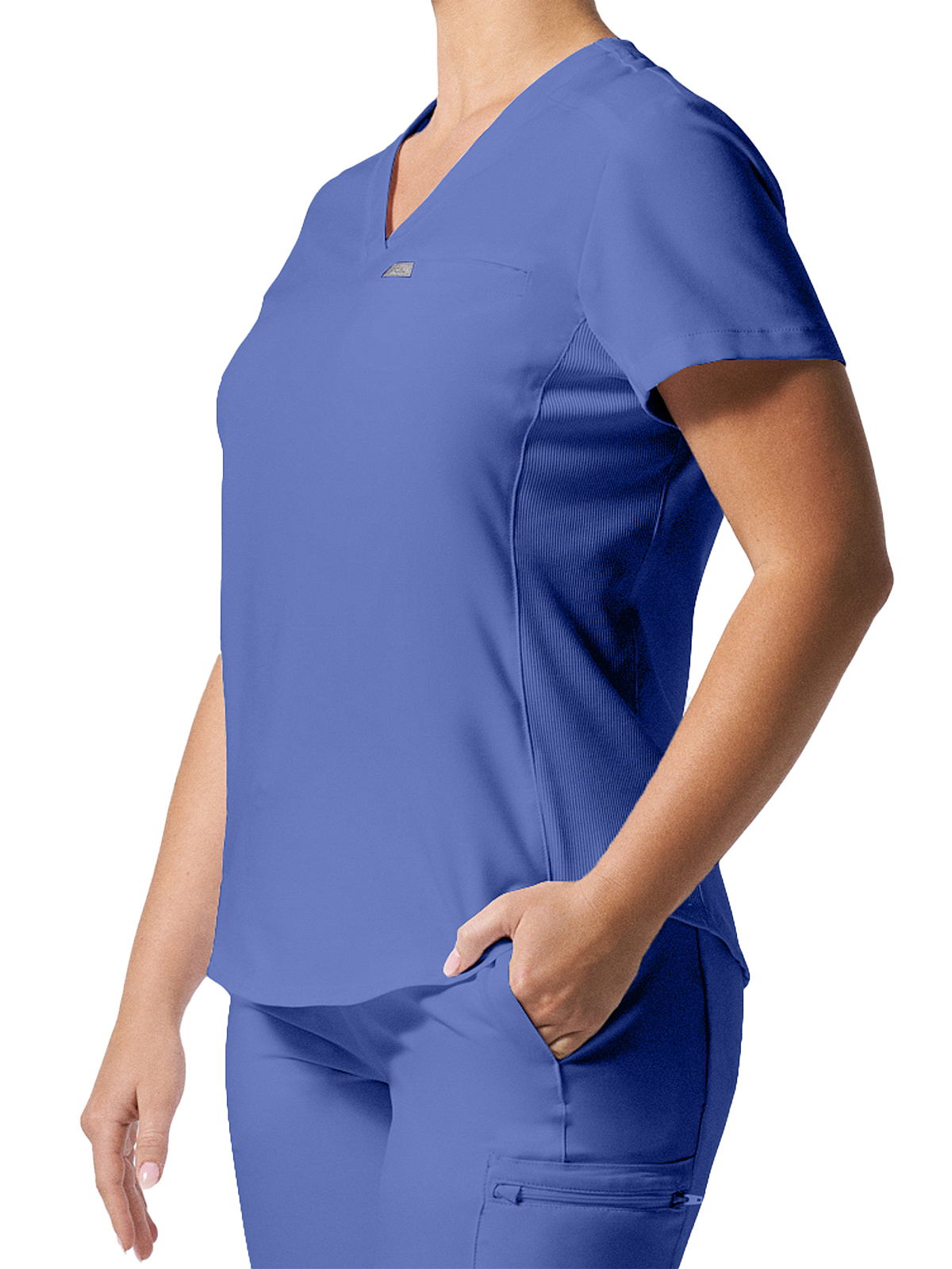 Landau - Forward - Women's Two-Pocket Shirttail Hemline V-Neck Top 23