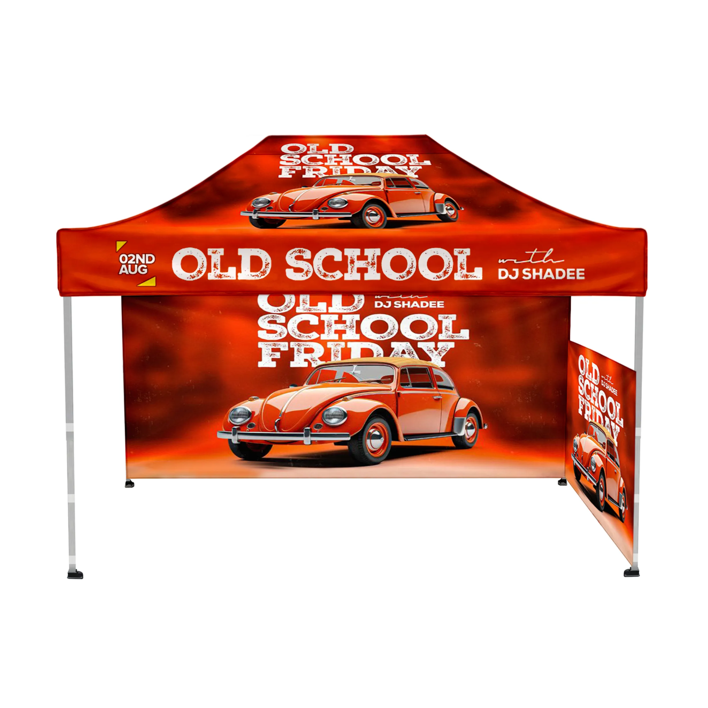 10'x15' Tent Canopy w frame, 1 long full + 1 side half wall 9