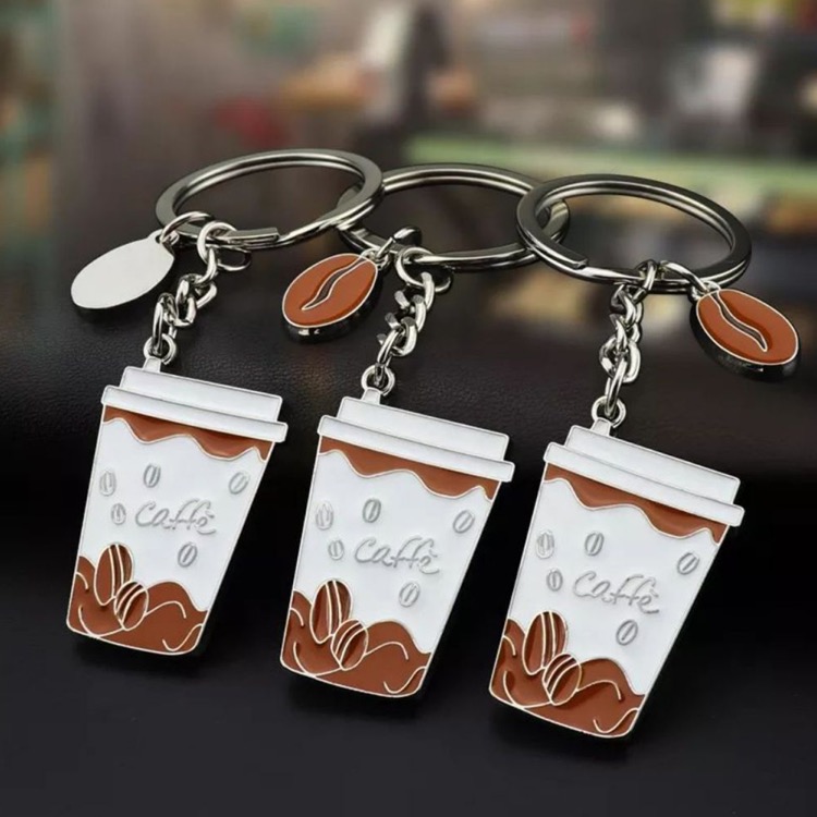 Coffee cup matel key tag 6