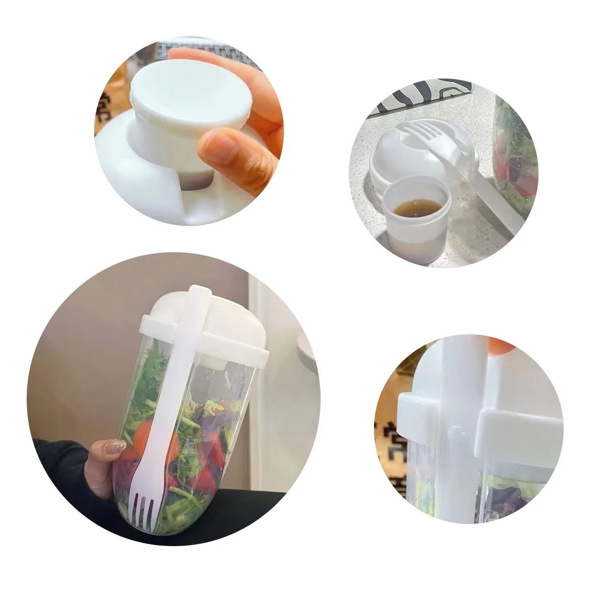 Salad To Go Cup With Fork Food Grade Plastic 3