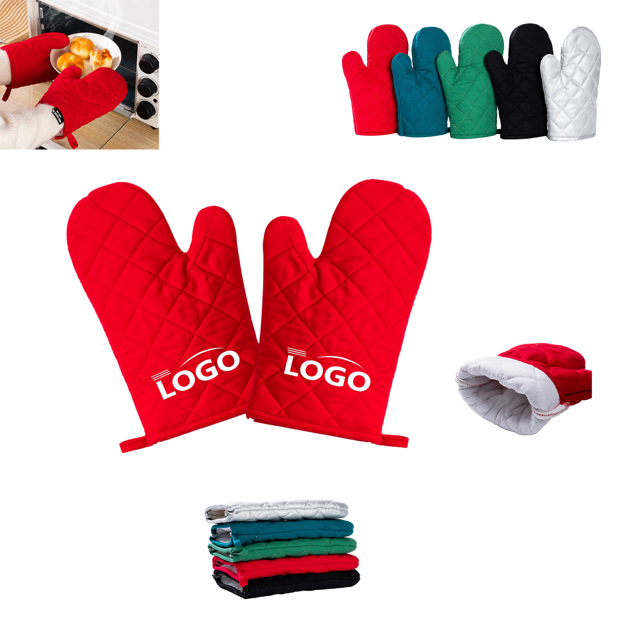MOQ200 Home Chef Heat Resistant Kitchen Oven Mitts Gloves 5