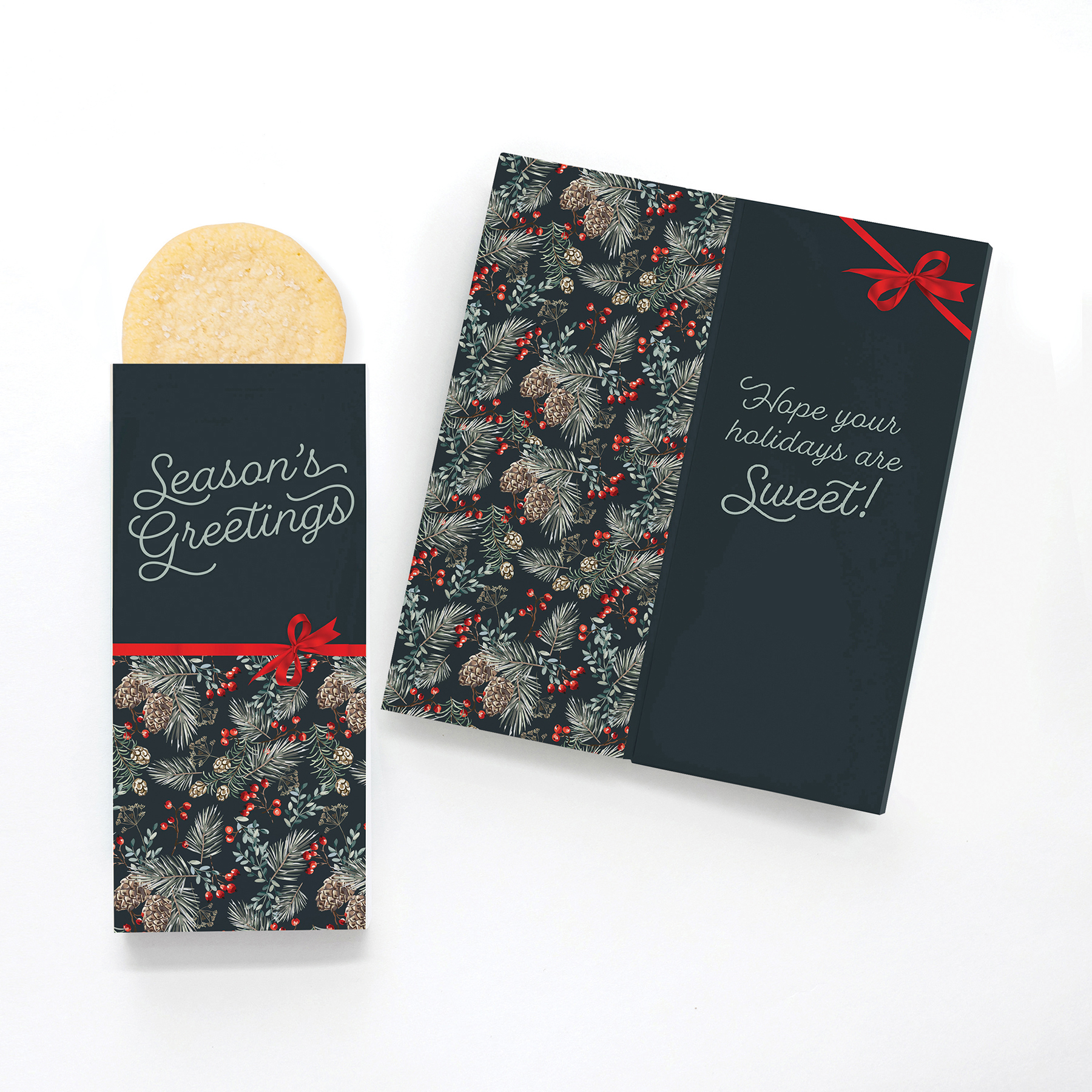 One Color Foil-Stamped Stock Pine Boughs & Berries Sweeter Cards with Sugar Cookies 3