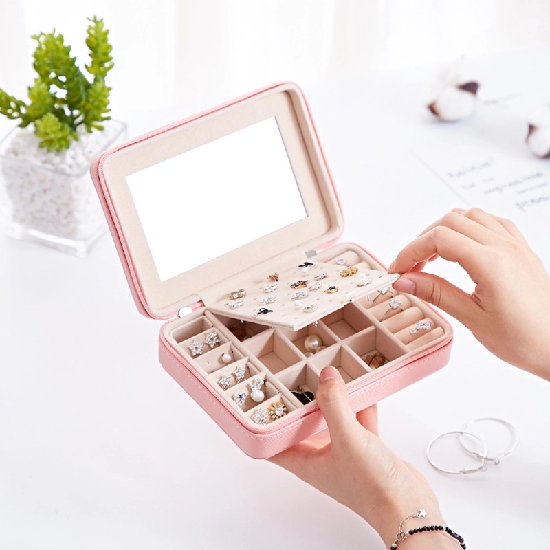 Portable Travel Jewelry Organizer Box with Mirror / Hook 4