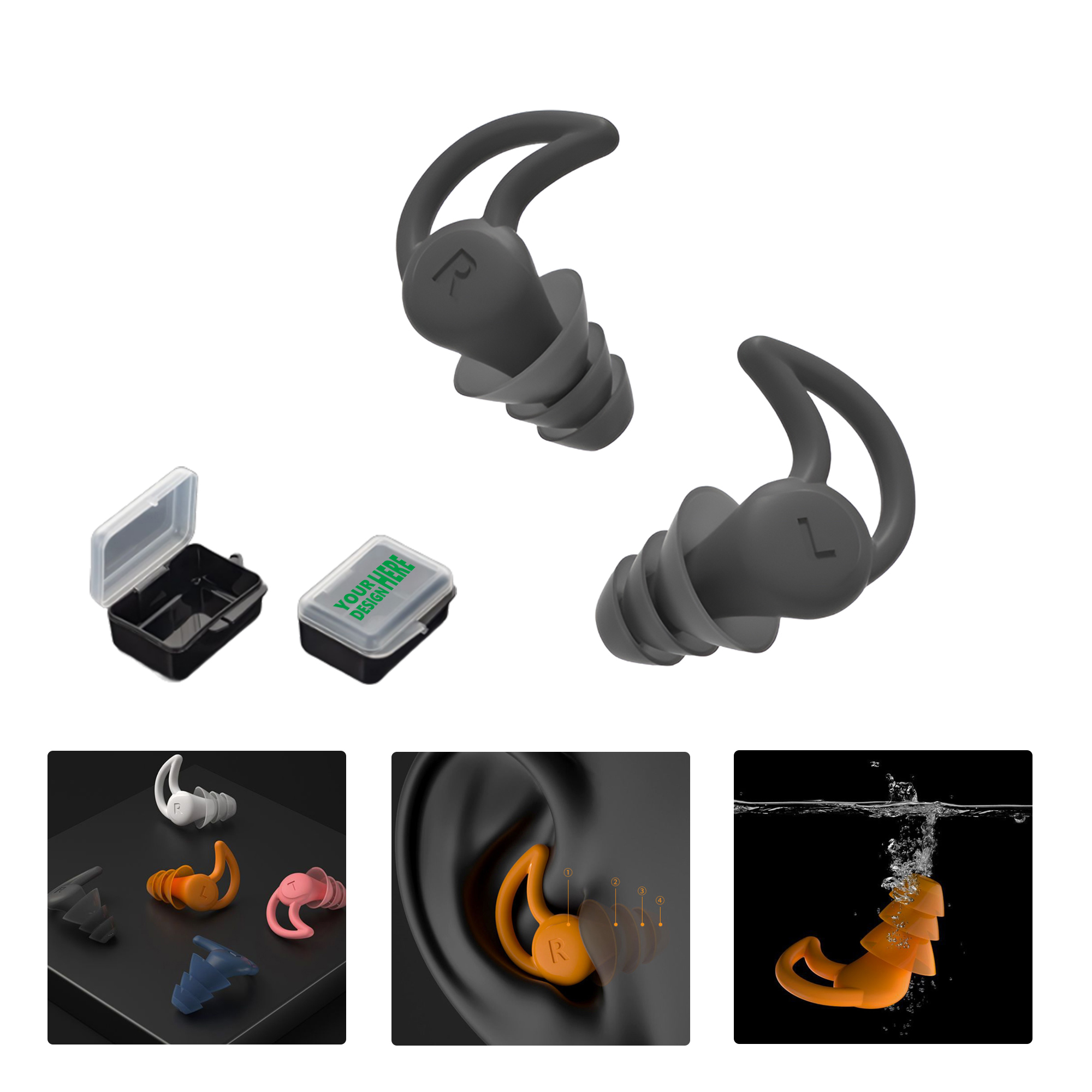 MOQ50 Silicone Noise Reduction Earplugs for Sleep and Swimming 1