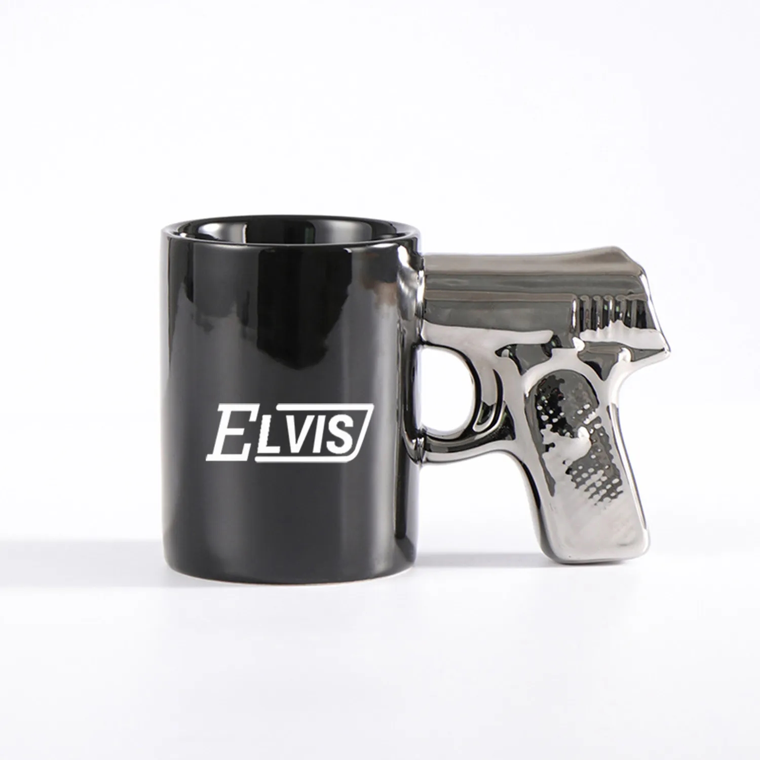 Ceramic Cup Gold Silver Pistol Mug 2