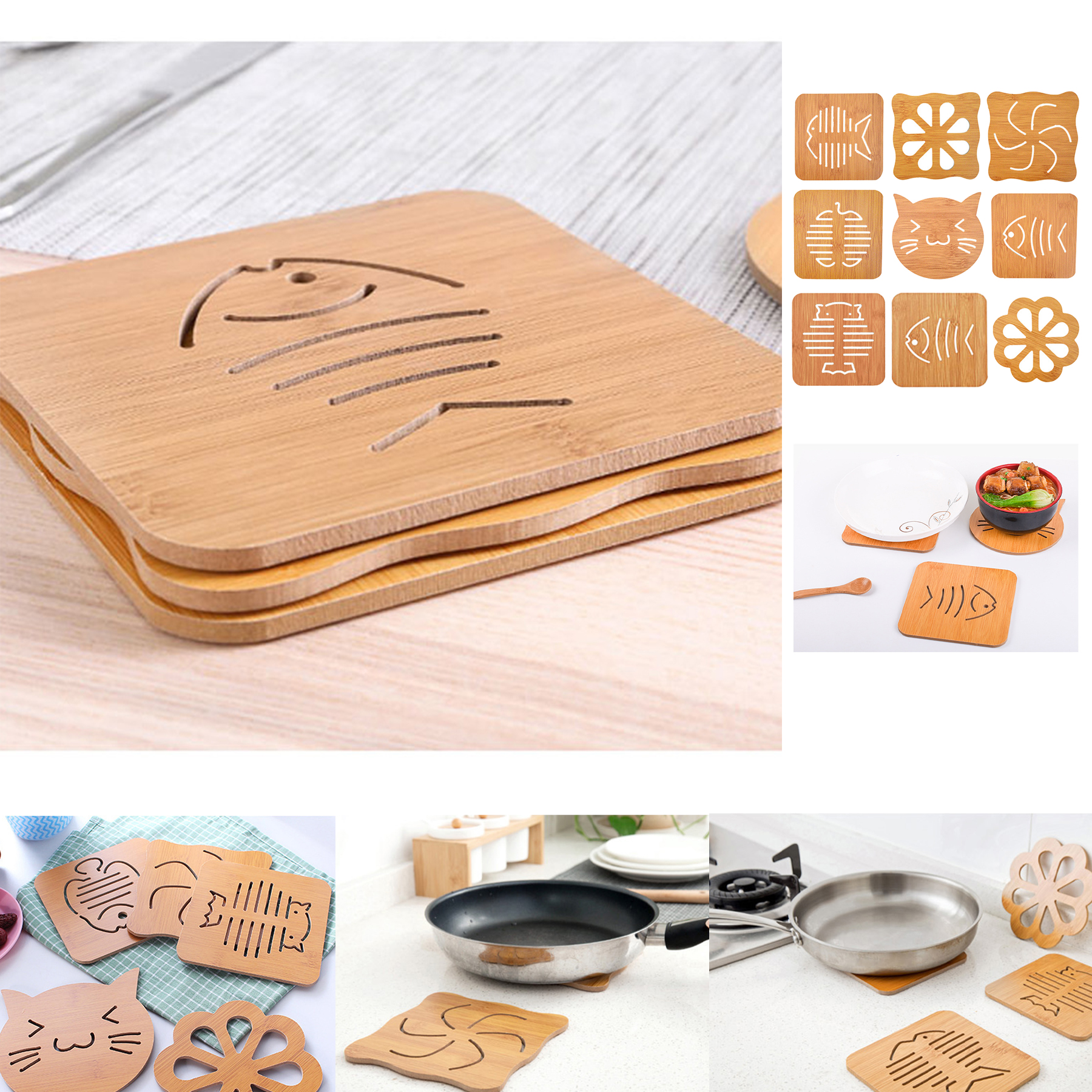 Wooden Cup Coaster Cartoon Pattern 1