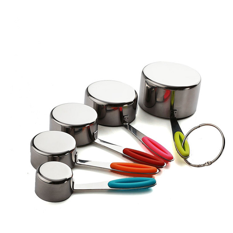 5Pcs Stainless Steel Measuring Cup With Silicone Handle 3