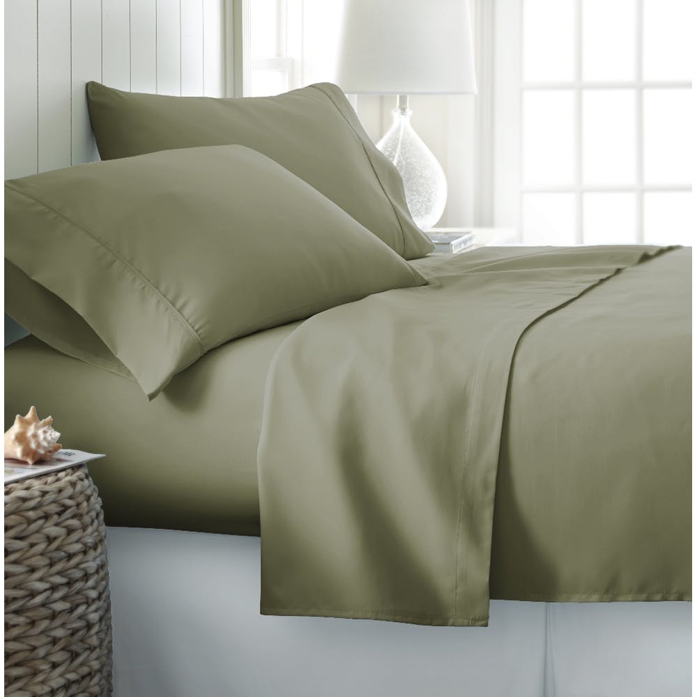 Microfiber Bed Sheet Sets - Sage Full 4 Piece Double-Brushed 2