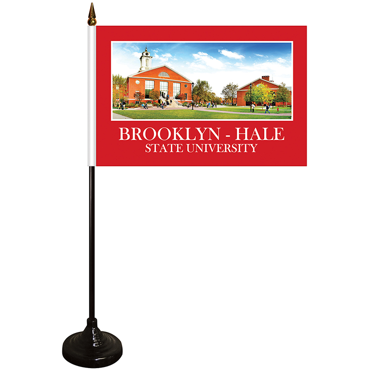 6" x 9" Single Reverse Stick Flag with Black Plastic Weighted Base 11