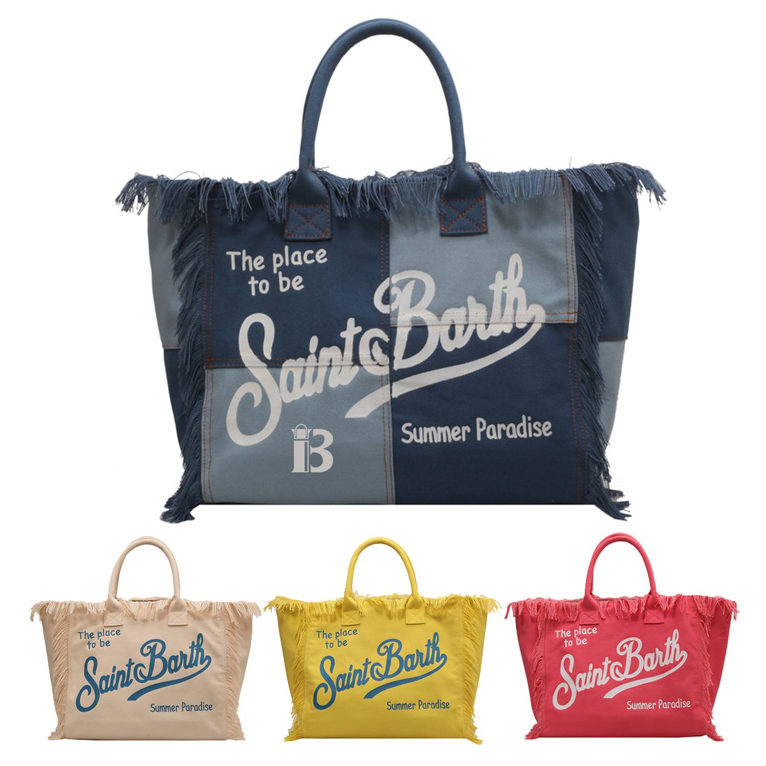 Canvas Hand Fringed Handbag, custom tote bag with logo imprint 4