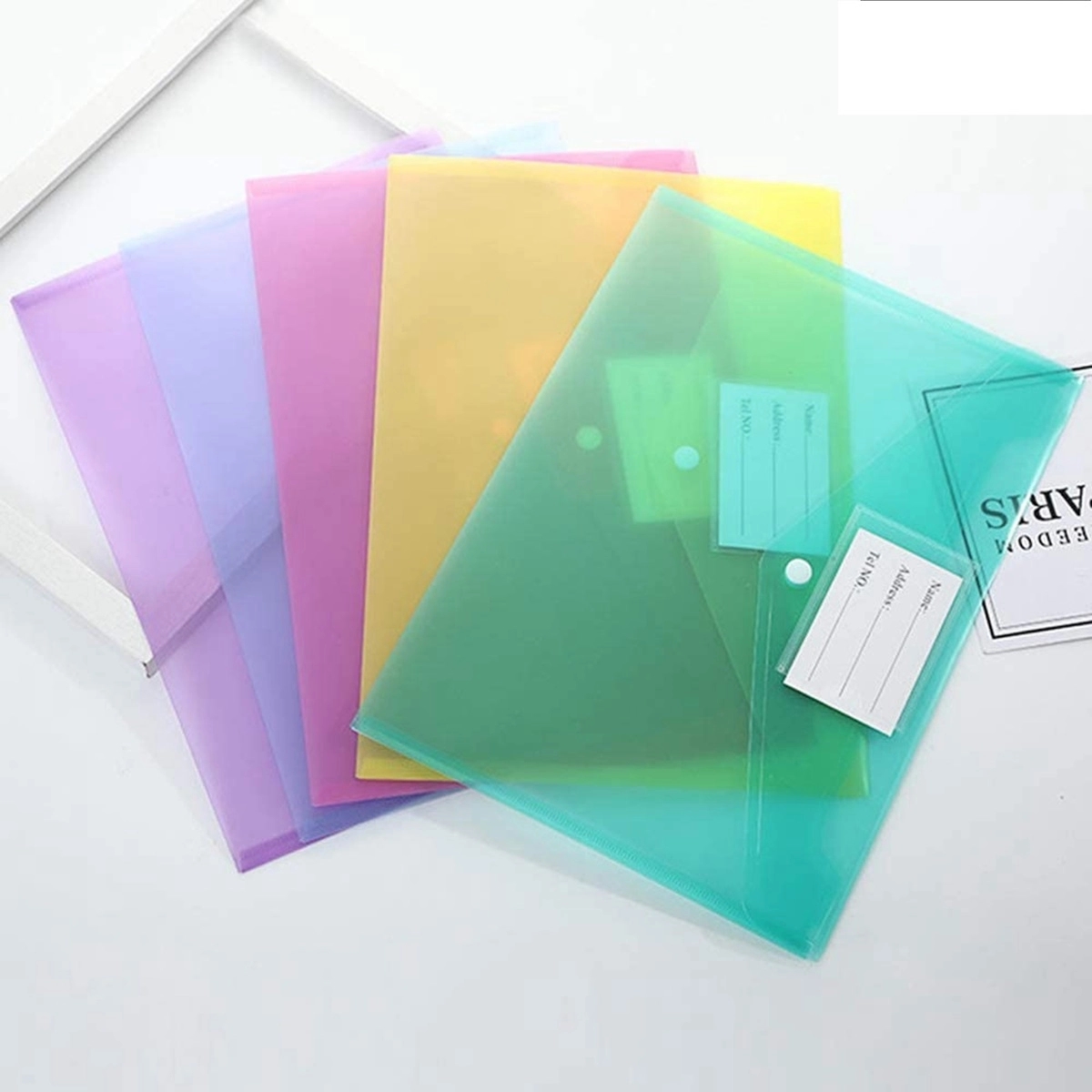 Transparent A4 File Envelopes with Snap Closure 4