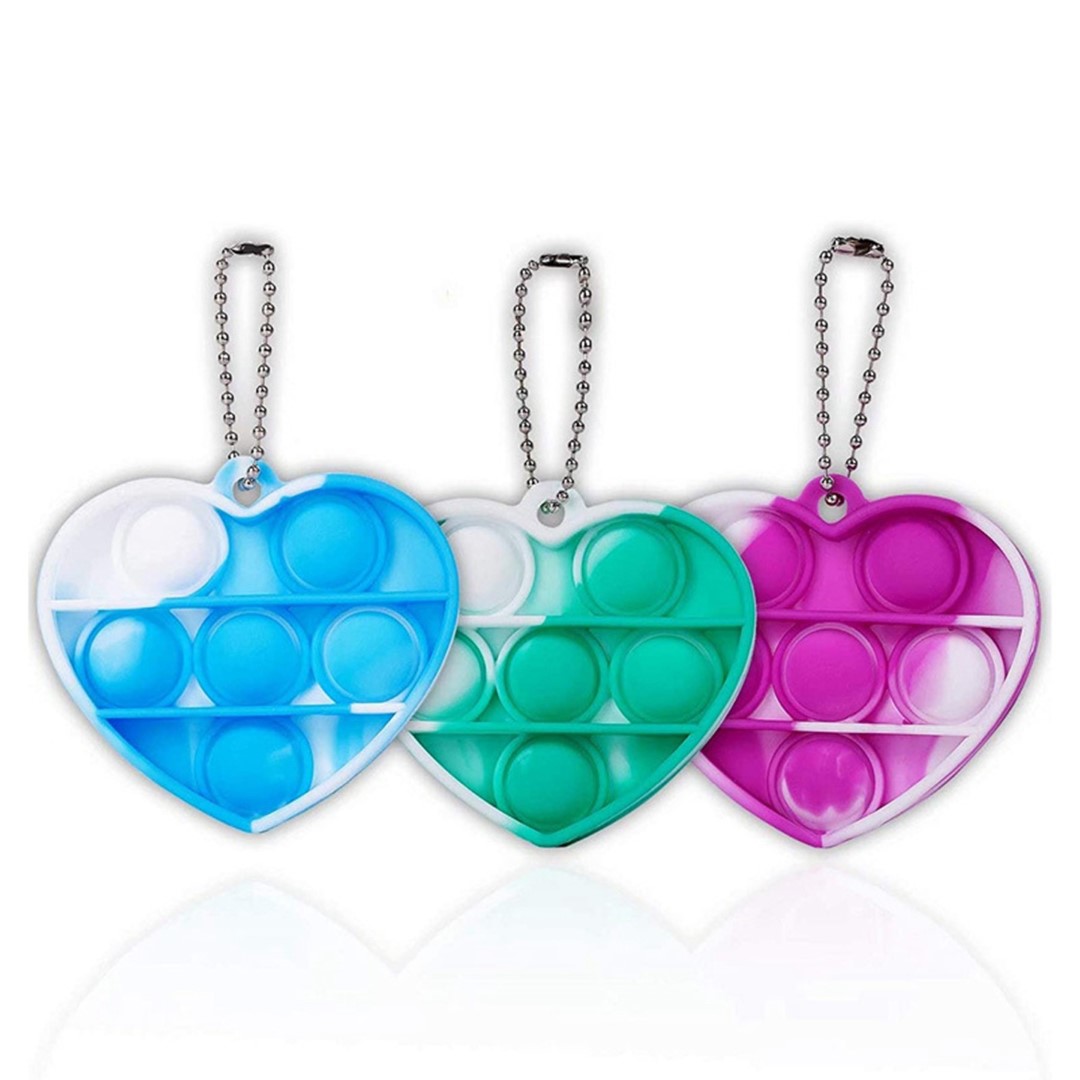 Heart Push Bubble Pops Fidget Keychain 2