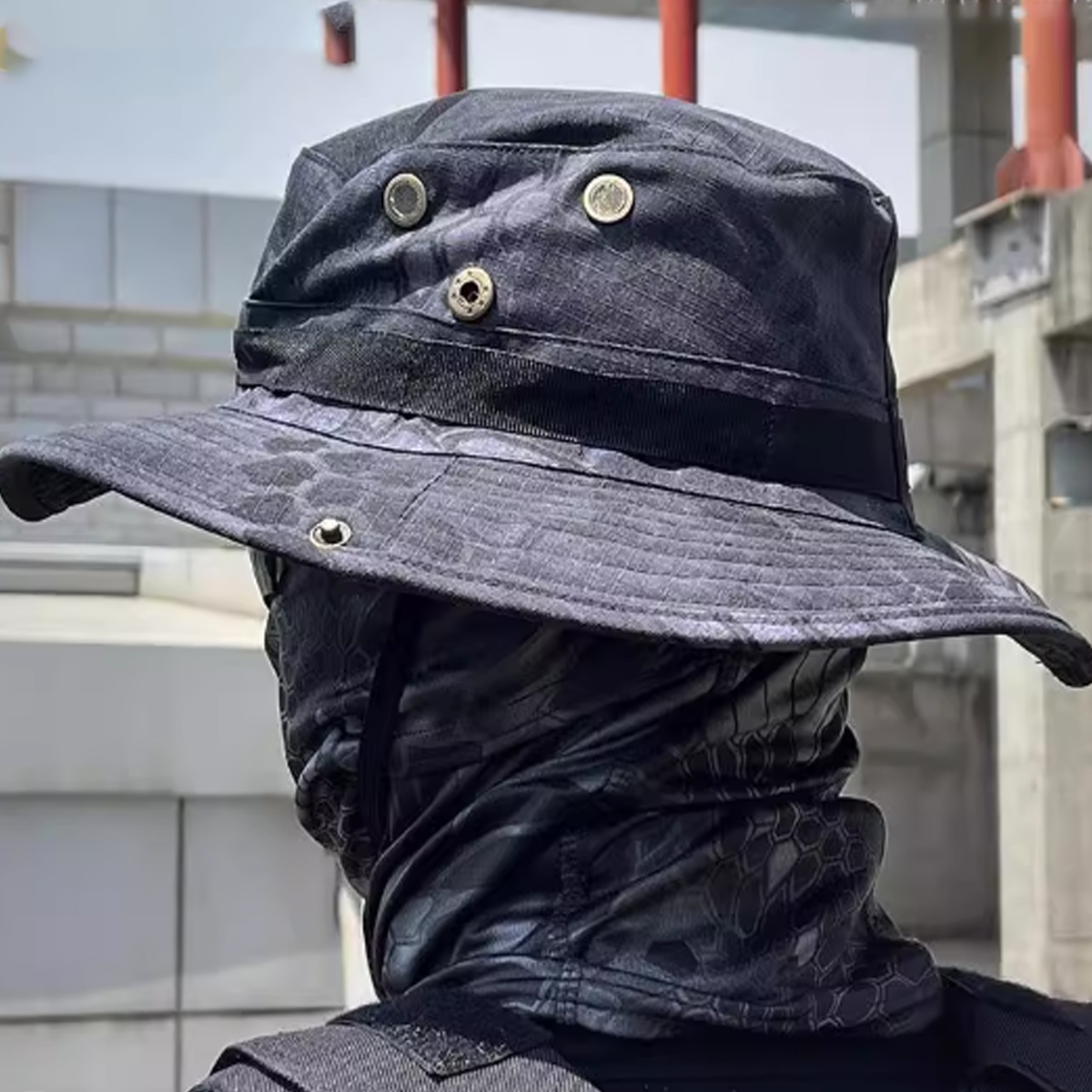 Wide Brim Camo Boonie Hat with Eyelets for Outdoors 4