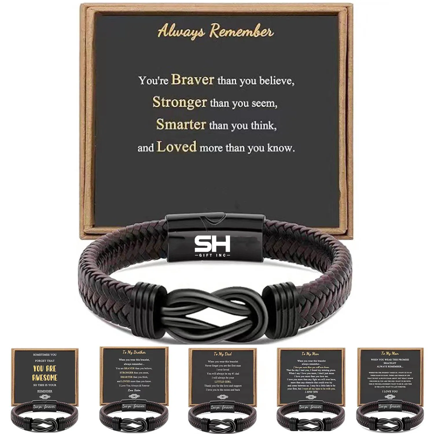 Handwoven Magnetic Buckle PU Leather Bracelet 3