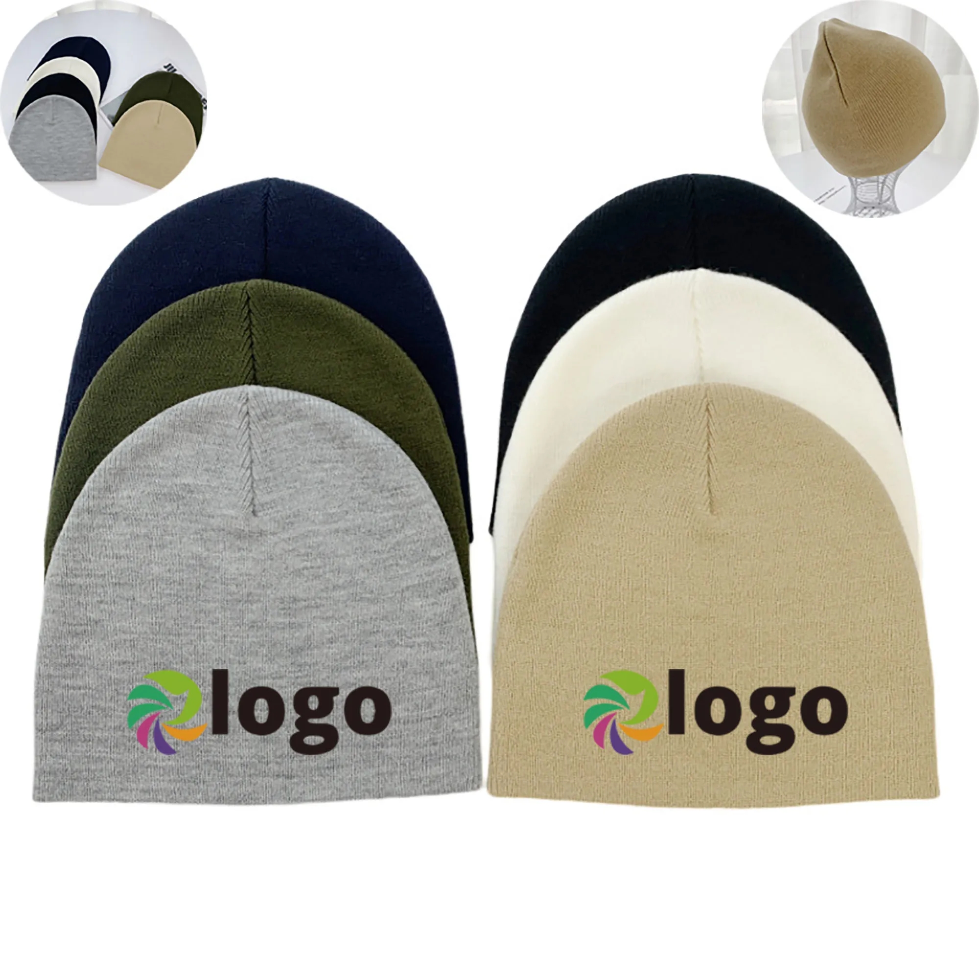 Custom Acrylic Knit Beanie Hat MOQ 10pcs 3
