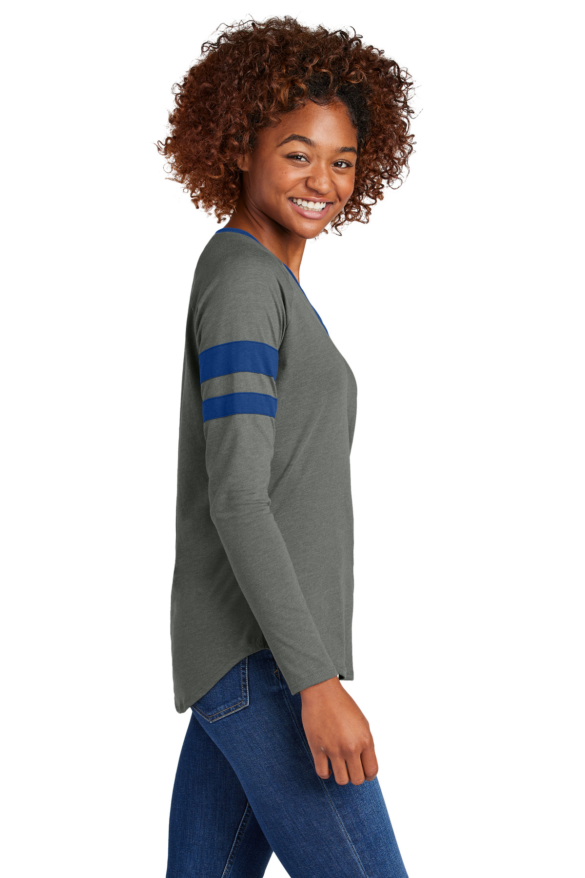 Sport-Tek Women's Halftime Stripe Long Sleeve V-Neck Tee LST6043 14