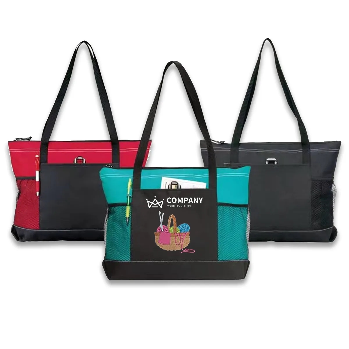 Knitting Personalized Embroidered Tote Shoulder Bag 2