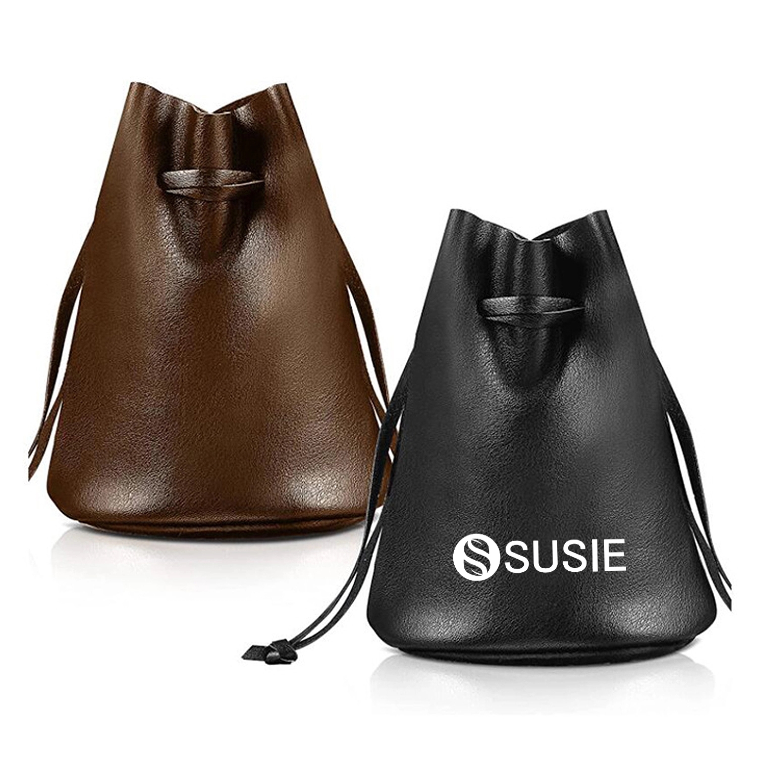 Faux Leather Drawstring Pouch 1