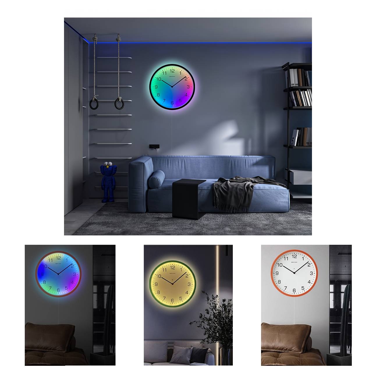 LED dynamic color silent voice-activated wall clock 4