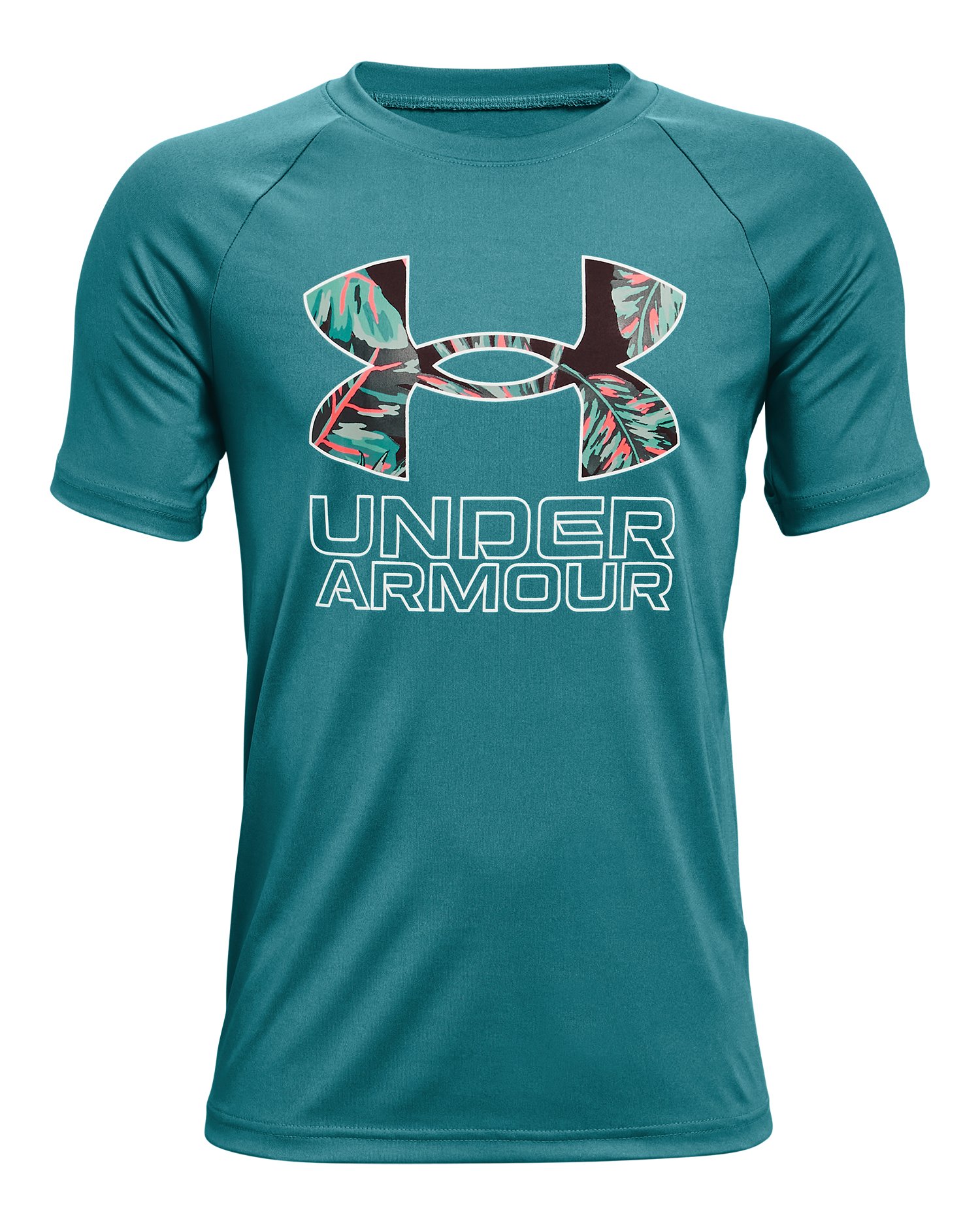 UA Tech Hybrid Print Fill Boys' Short Sleeve 12