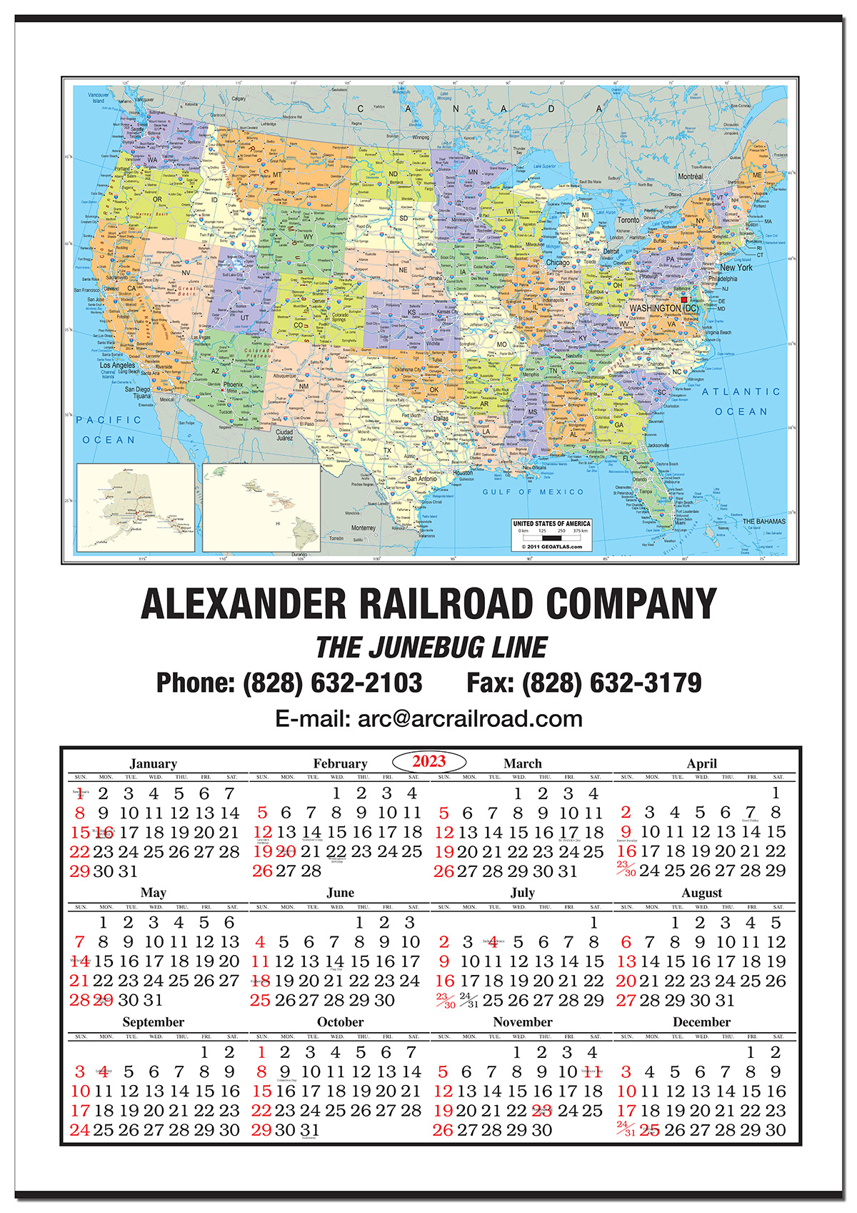 Jumbo Map Calendar (United States) 3