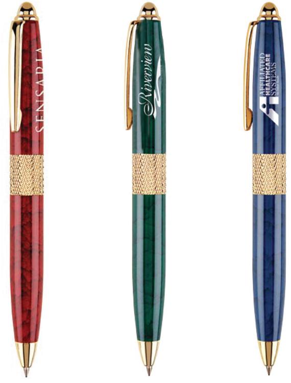 Marble Colored Ballpoint Twist Brass Pen 2