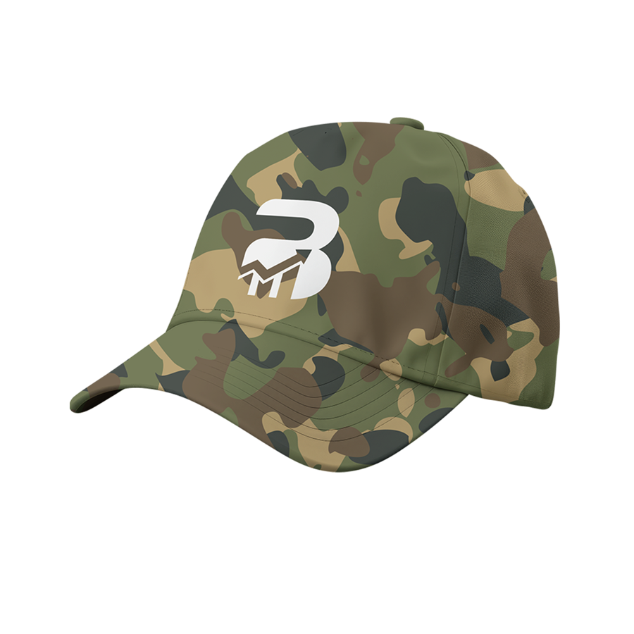 Premium Stock Cotton 6-Panel Structured Camo Cap w/ Metal