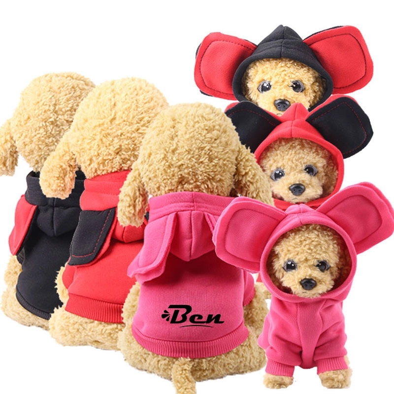 Letters Winter Pet Dog Hoodies Cotton Warm Clothes 1